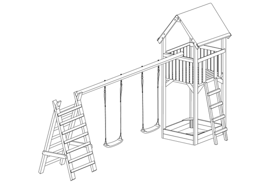 Spielanlage "Nassau" Spielturm inkl. Doppelschaukel und Sandkasten