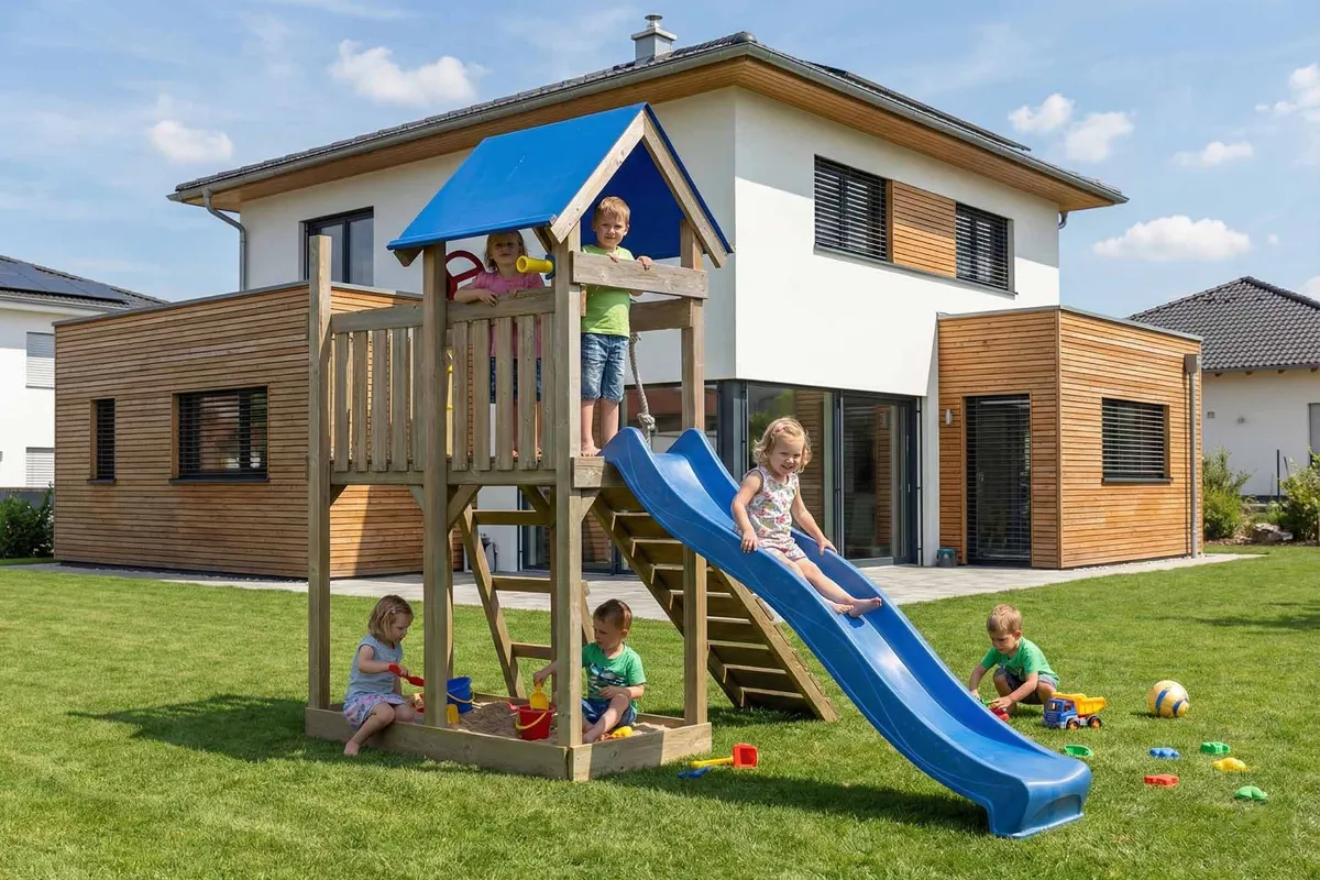 Spielturm Susi Aktiv mit Kletterrampe und Leiter