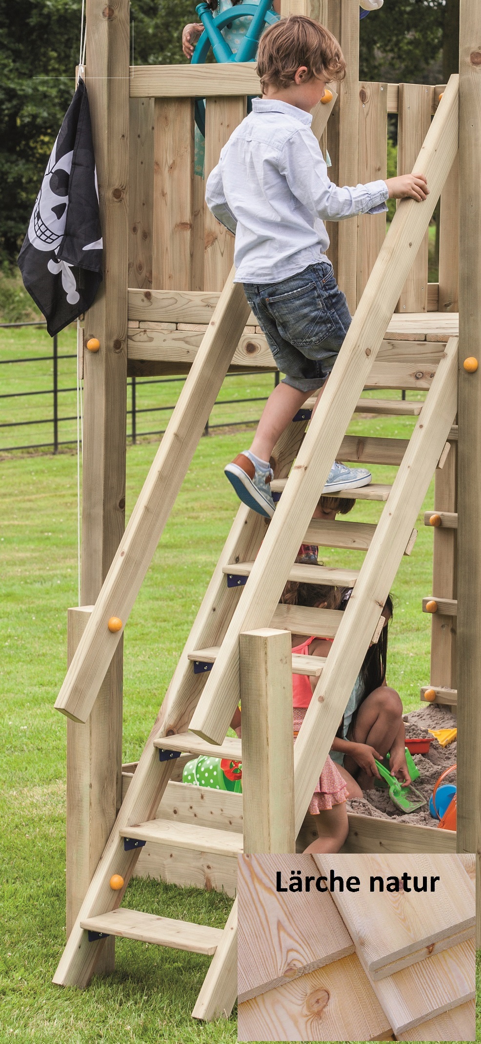 Treppe mit Handlauf für kleine Kinder Lärche natur verschiedene Podesthöhen