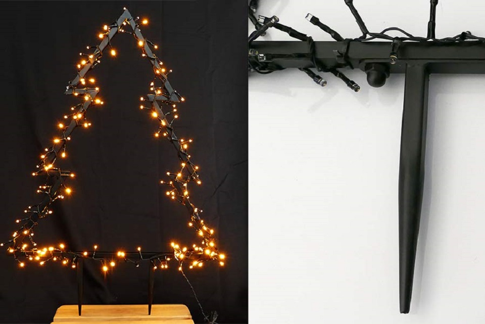 Tanne Metallrahmen LED beleuchtet Weihnachten mit Erdspieß