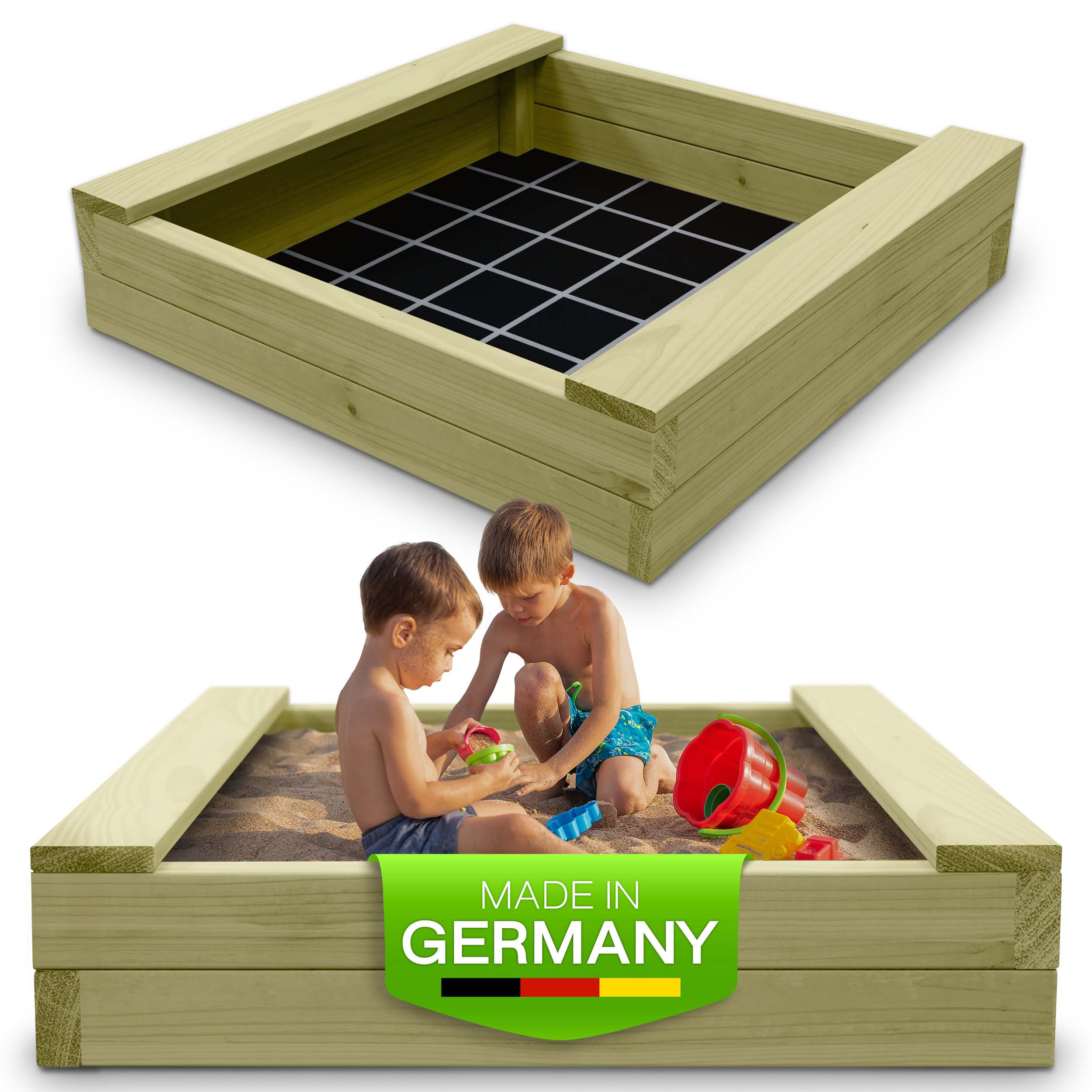 Sandkasten XXL Bär Bohlen aus Kiefernholz 60 mm imprägniert Sandkiste Buddelkiste Sandbox