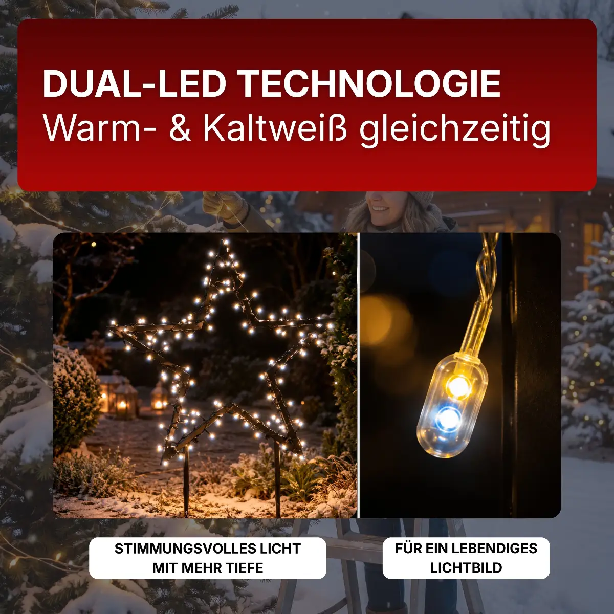 Gartenstern mit DUAL-LED - warmweiß, kaltweiß, mix