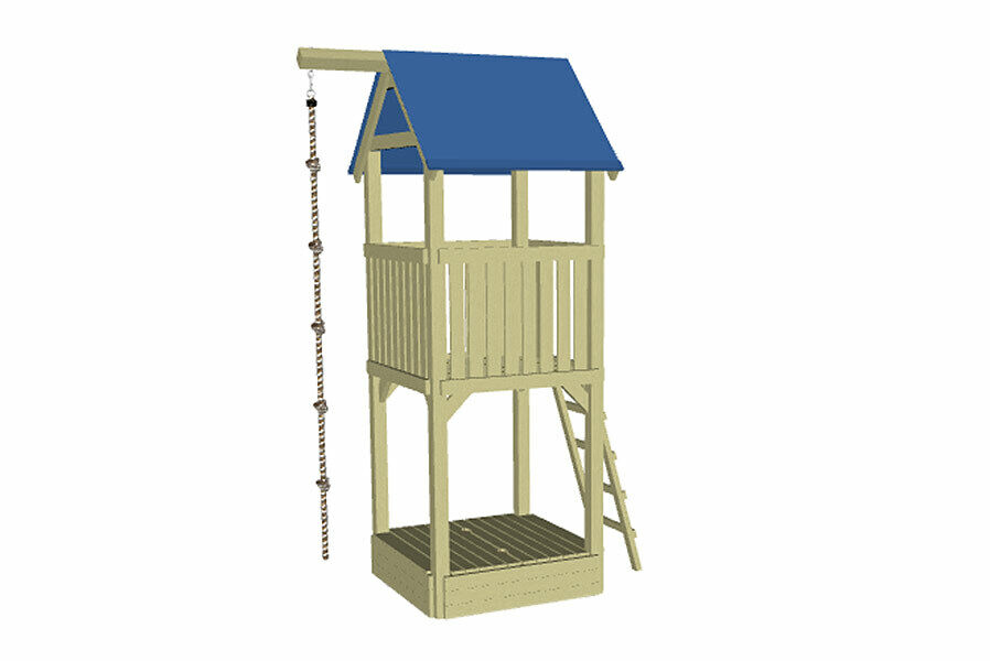 Spielturm Alto mit Sandkasten Höhe 350 cm Kletterturm für den Garten aus Holz 9x9 cm
