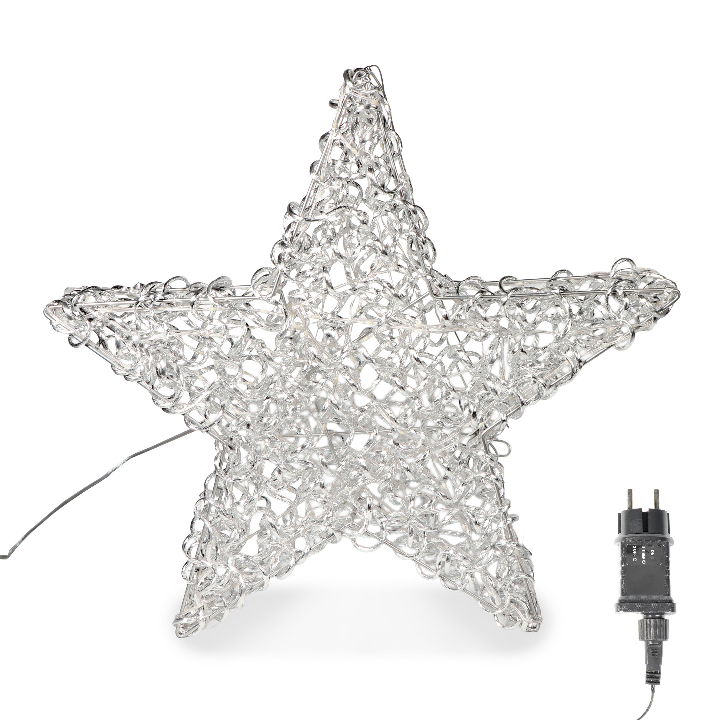 Dekoration aus Aluminium – Kugel & Stern mit warmweißen LEDs & Timer-Funktion