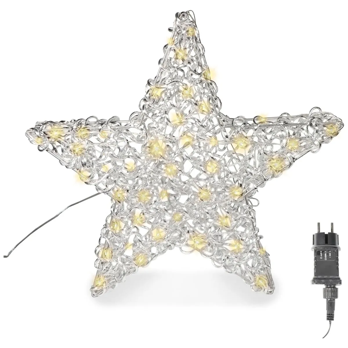 Aluminiumstern XXL Ø 60 cm mit 300 LED warmweiß Timer-Funktion IP44 