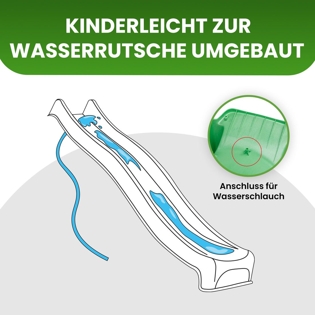 Wellenrutsche 230 cm Anbaurutsche – HDPE Outdoor-Rutsche apfelgrün