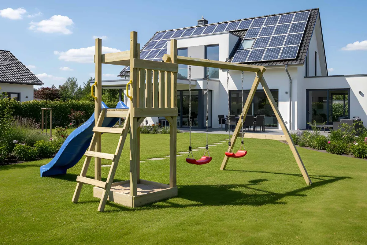 Spielturm Lilly Fun mit Doppelschaukel und Leiter