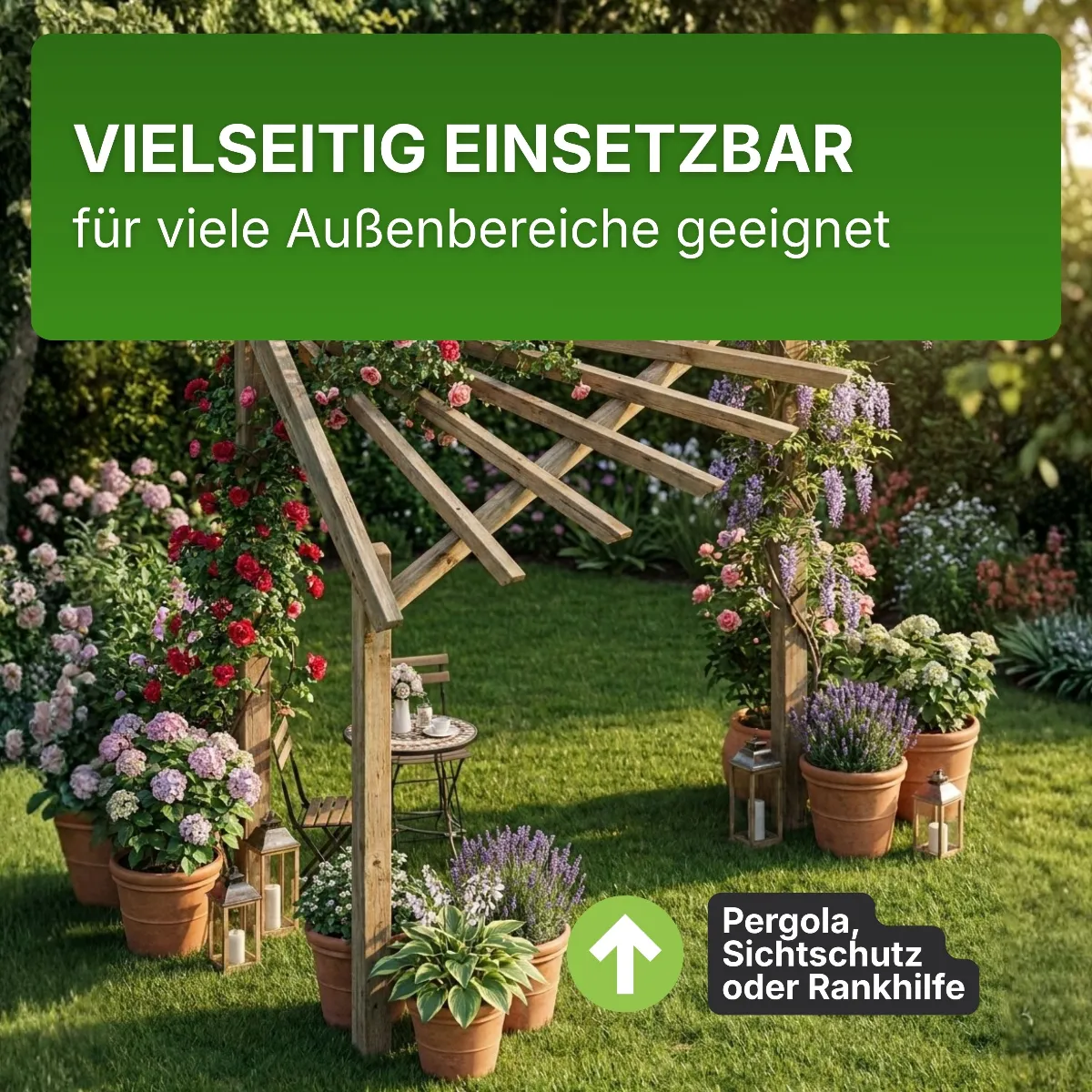 Eckpergola 240 x 240 x 220 cm Pergola aus Holz für Terrasse Gartenecke