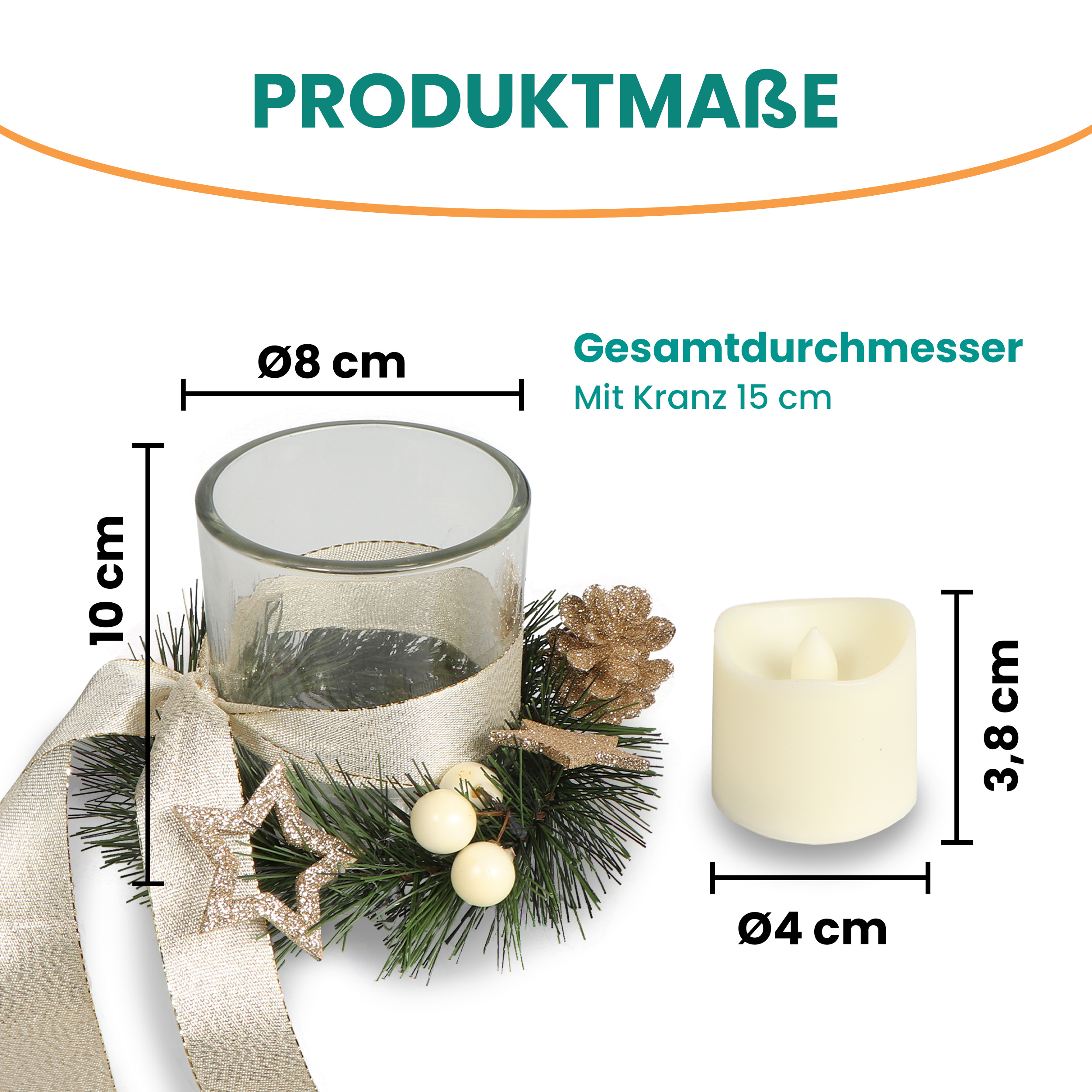 Teelichthalter Ø15 cm Grabgesteck für Allerheiligen