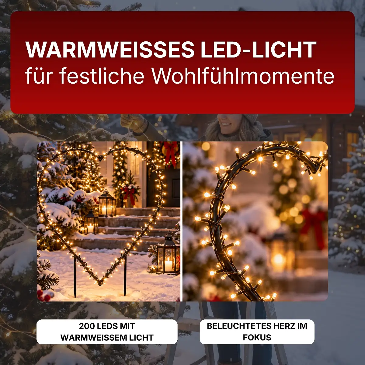 Weihnachtsdeko außen Figuren Herz Beleuchtung