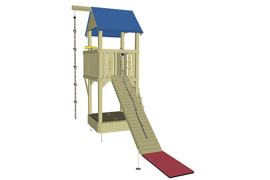 Spielturm Abenteuer mit Klettersteg und Sandkasten