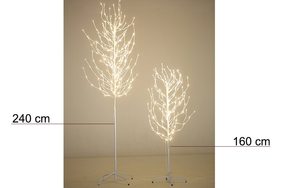 Festliche LED-Lichterbaum Birke 160 cm mit 200 warmweißen LEDs für innen und außen