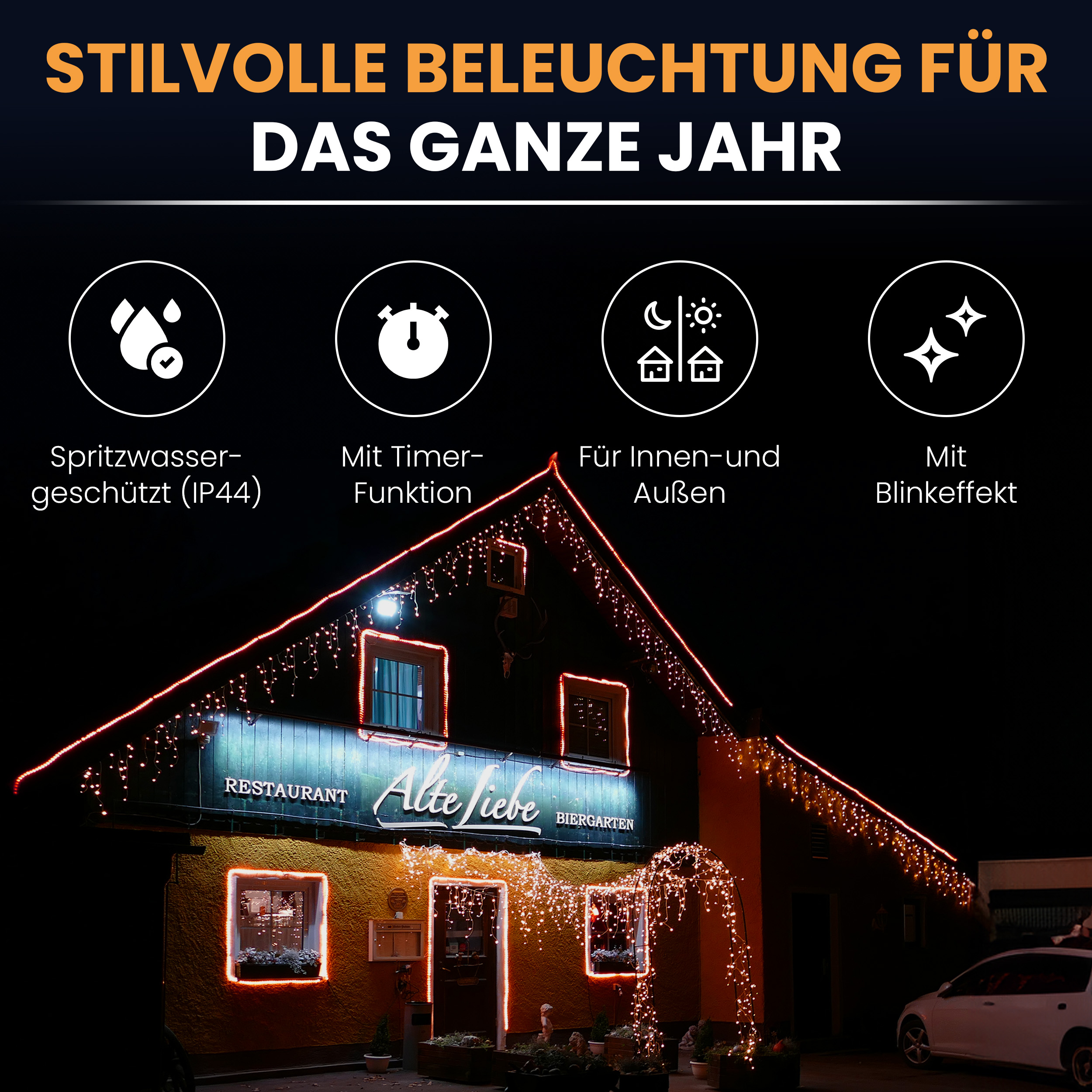 LED-Eisregen-Lichterkette mit Flashing-Effekt Lichterkette LED mit Flashlight