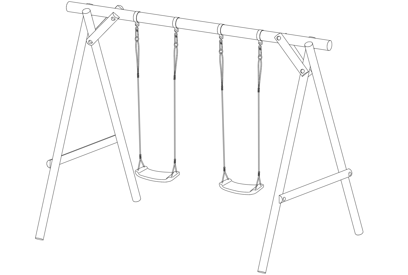 Schaukelgestell Doppelschaukel Typ 1.2 Schaukelgerüst für Kinder Holz KDI Classic