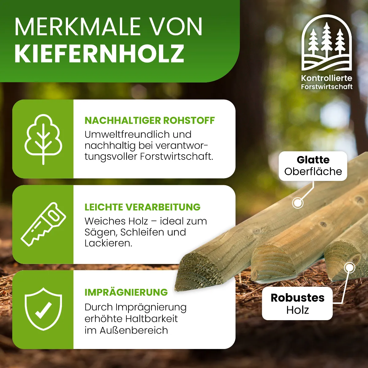 Holzpaket für Gartenzaun Lattenzaun inkl. Schrauben 180 cm breit Kiefer imprägniert Typ C 60 cm hoch