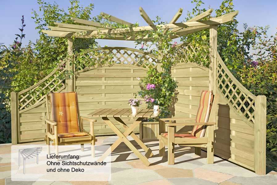 Eckpergola 240 x 240 x 220 cm Pergola aus Holz für Terrasse Gartenecke