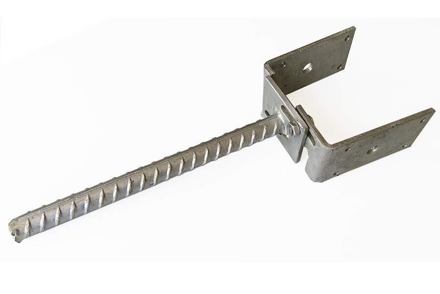 U-Pfostenträger verstellbar für Pfostenbreite von 65 bis 120 mm mit Dolle zum Einbetonieren