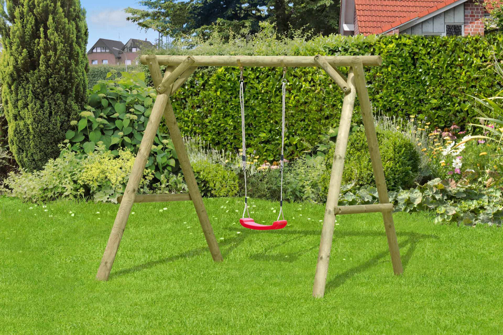 Schaukelgestell Einzelschaukel Schaukelgerüst für Kinder Holz KDI Classic