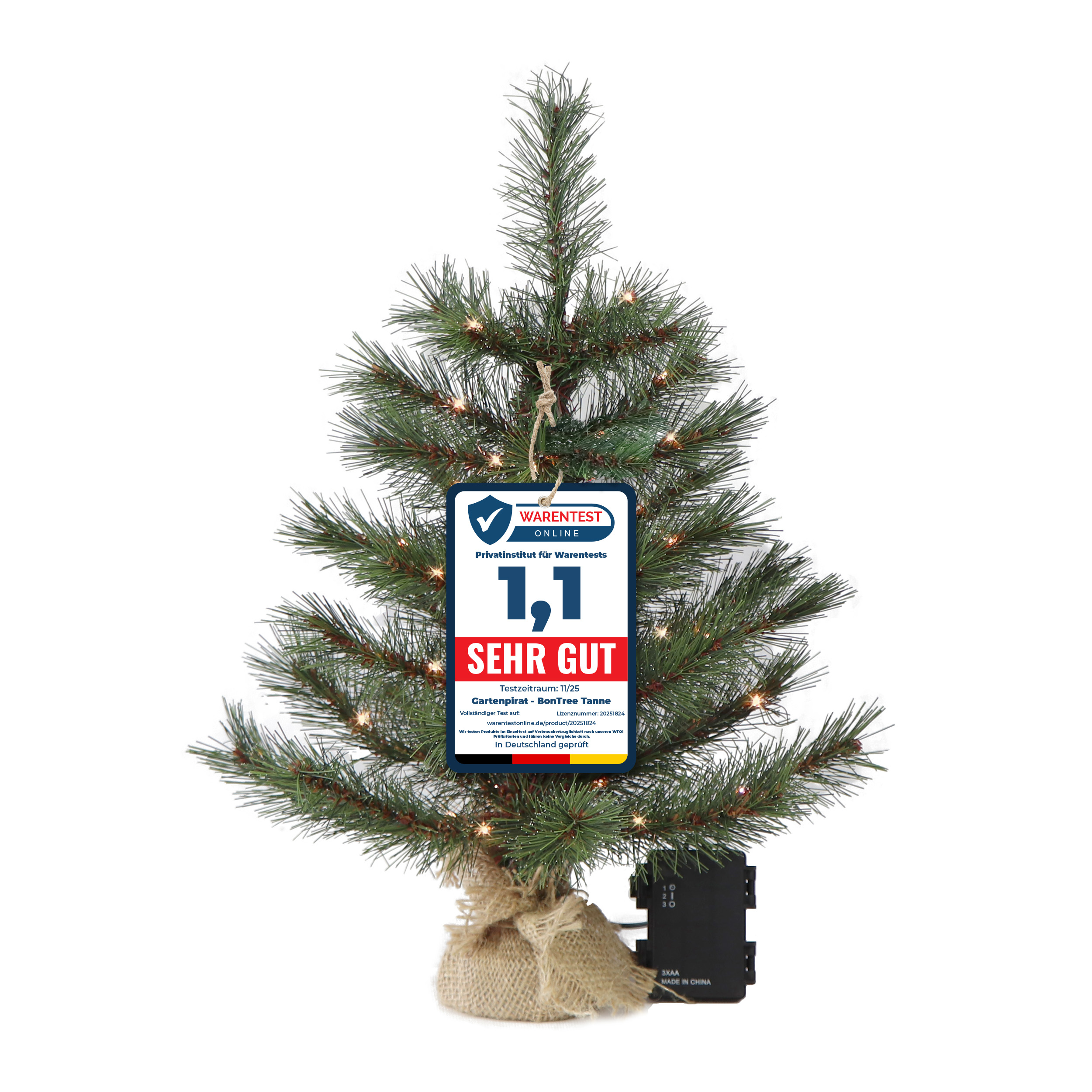 Künstlicher Weihnachtsbaum LED warmweiß kiefernähnlich mit Frosteffekt batteriebetrieben beleuchtet