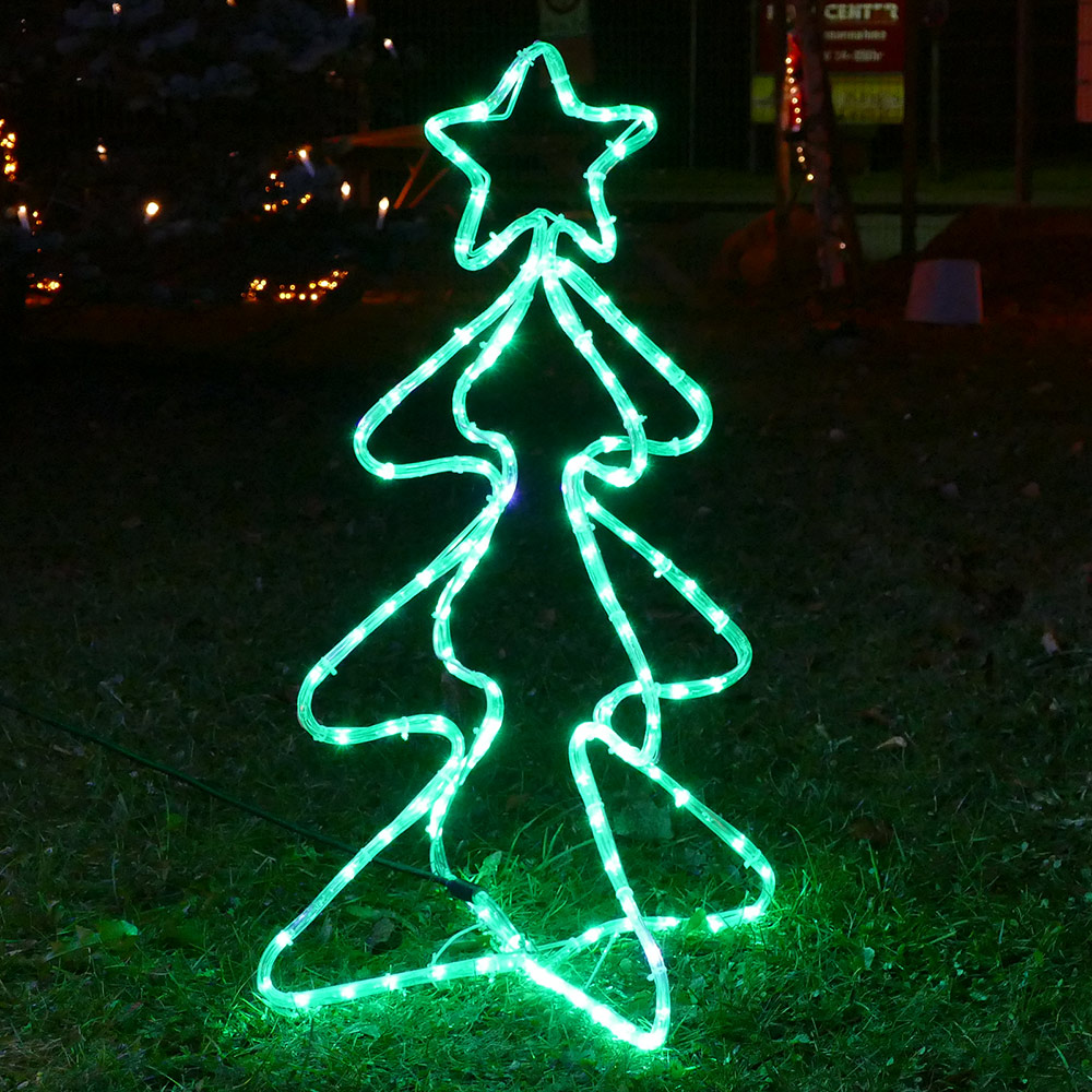 B-Ware 2er Set 3D-Figur Tanne 80 cm aus 7 m Lichtschlauch mit 168 LEDs und Flash-Effekt Weihnachtsfigur