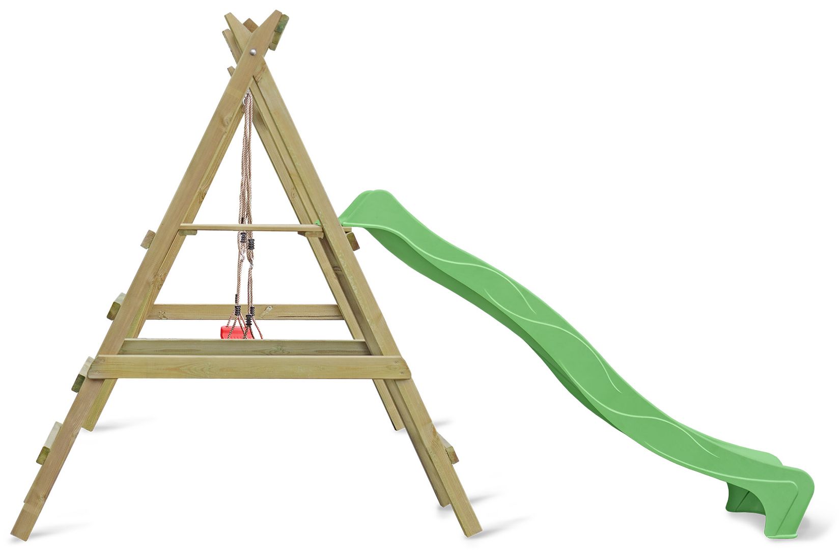 Schaukelgerüst Typ 4.2 mit Doppelschaukel und Rutsche für Kinder