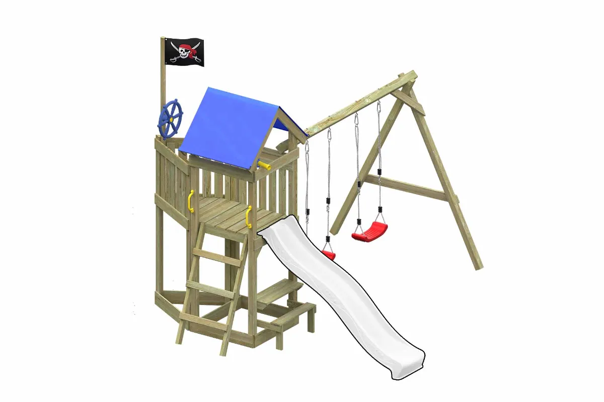 Spielturm Peter Abenteuer mit Doppelschaukel Tisch und Leiter