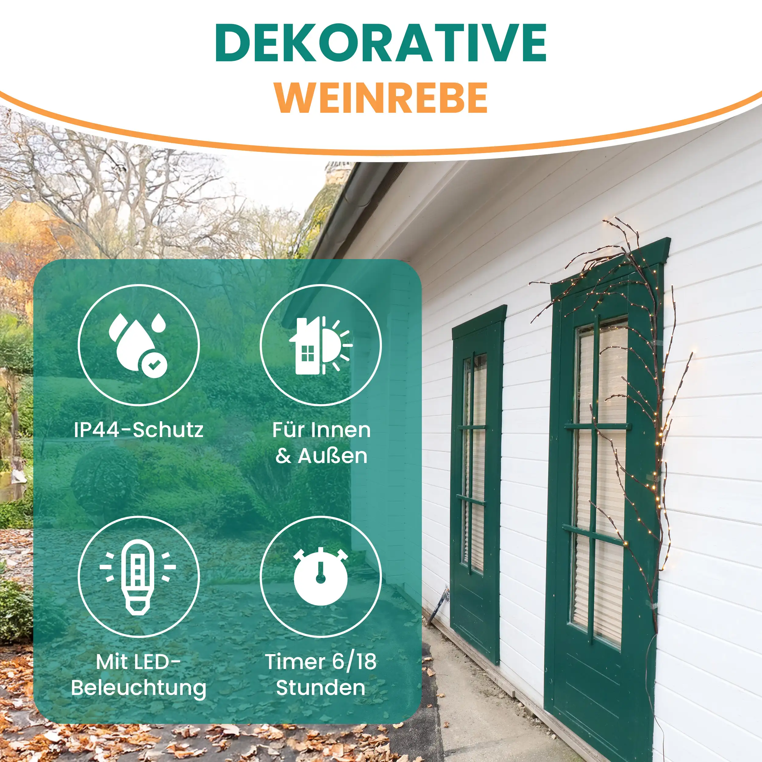 Lichterkette Ast Weidenrebe 160 LED warmweiß mit Timer Länge Wanddeko Baumzweig 230 cm