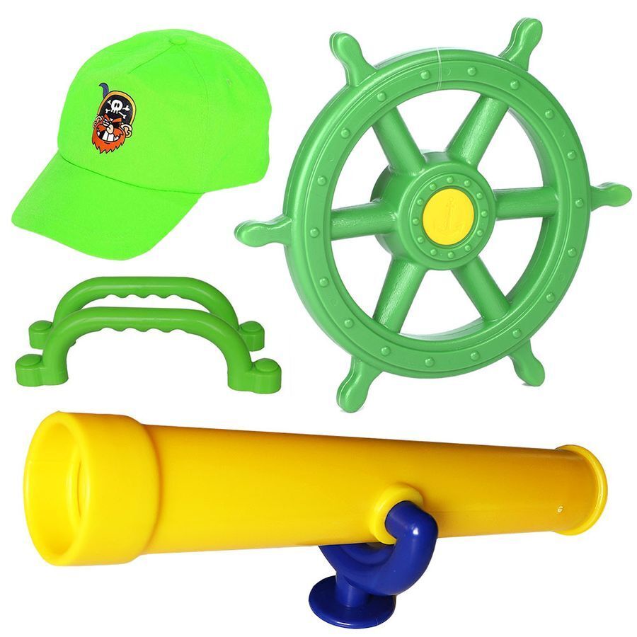 Zubehör für Spielturm Set mit Steuerrad Fernrohr Piraten-Kappe und Handgriffe