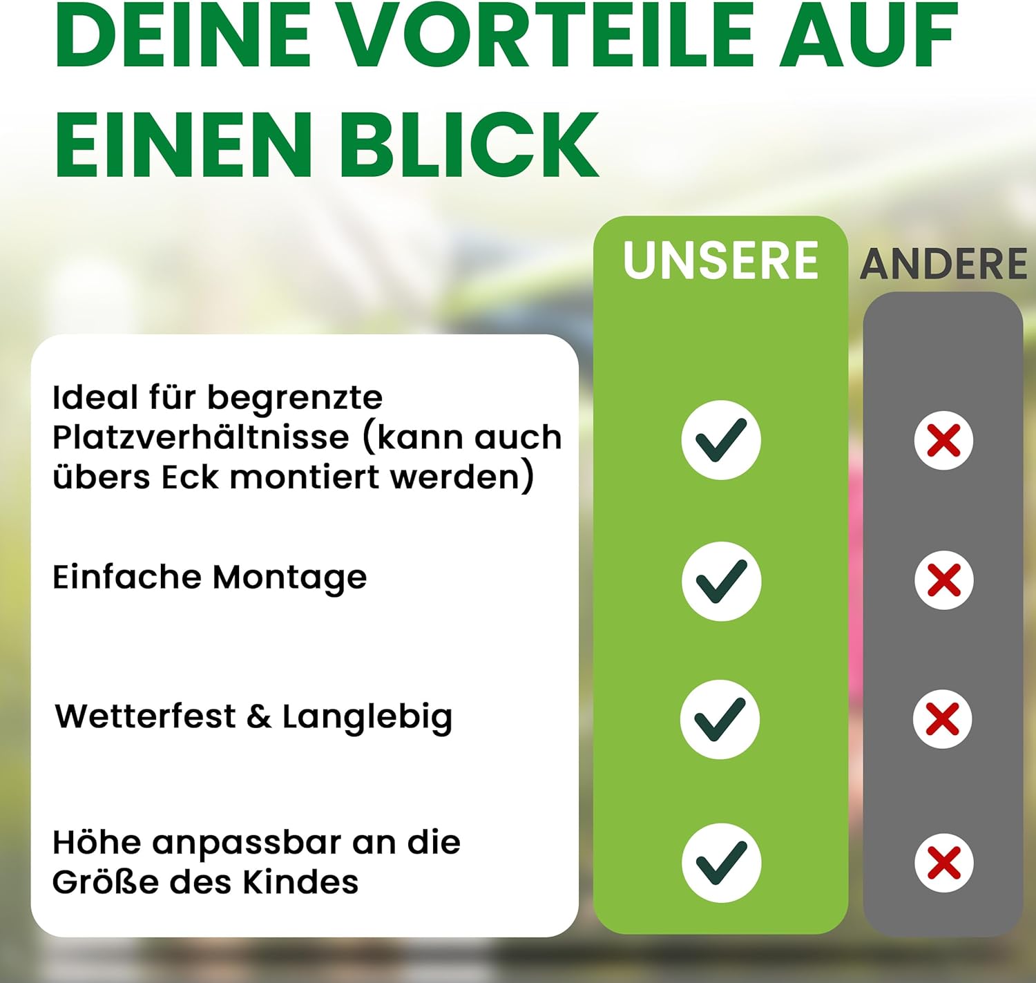 Turnreck aus Rundholz mit Reckstange rot Kletterstange Turnstange für draußen