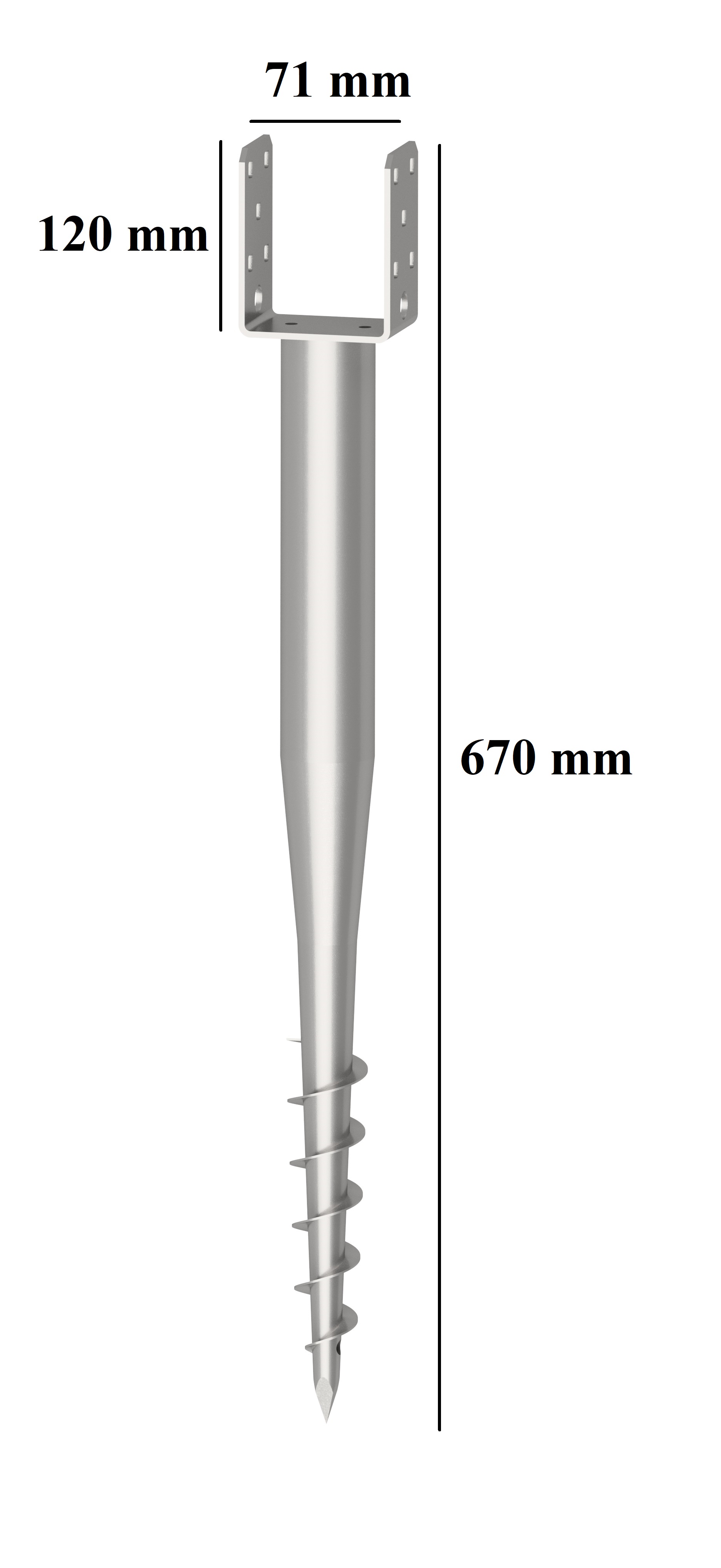 KRINNER U-Fix Eindrehanker für Pfosten 70 mm Länge 670 mm Schraubfundament