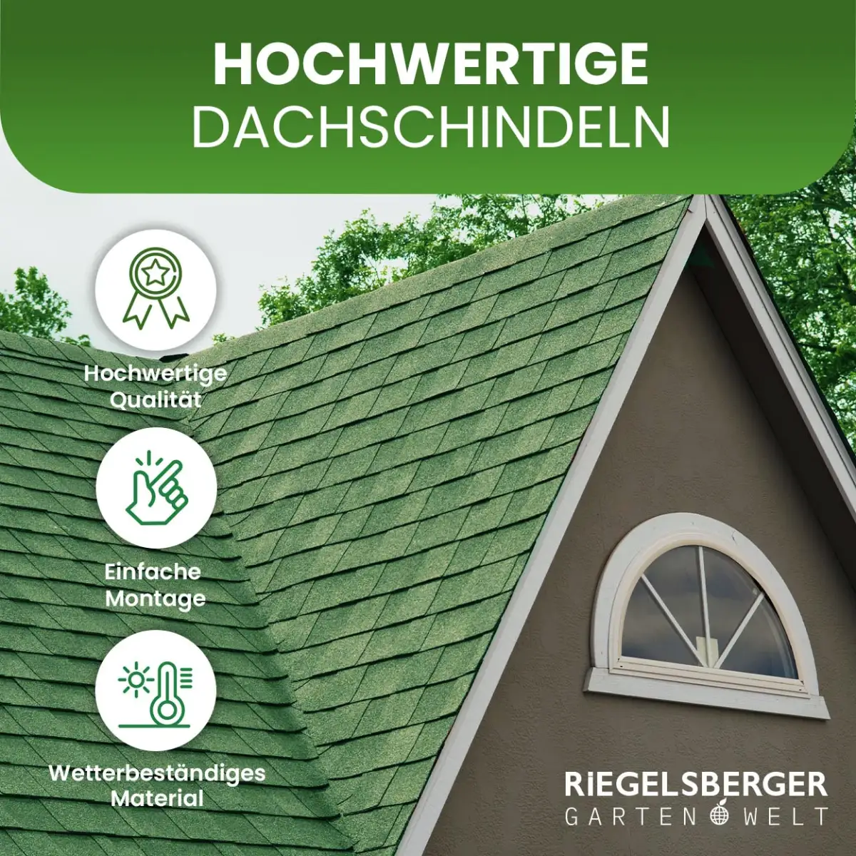 Bitumen Dachschindeln 2 m² rechteckig schwarz rot grün