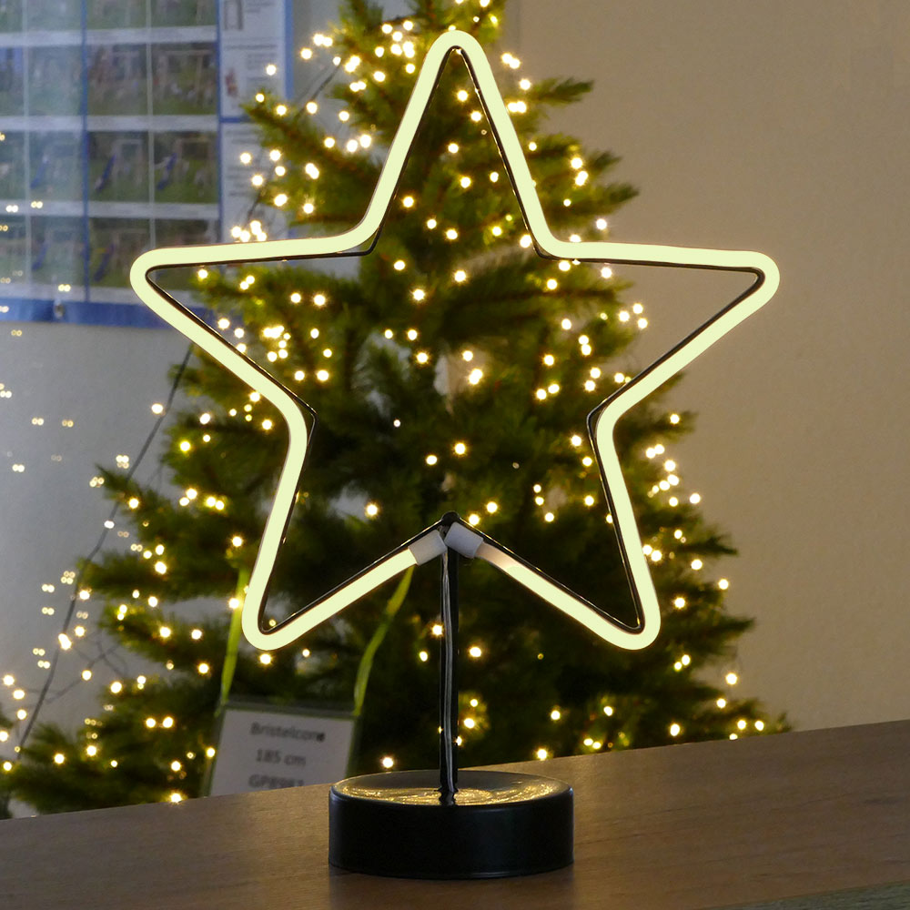 Stern mit Ständer 96 LED Neon-Lichtband batteriebetrieben Weihnachten