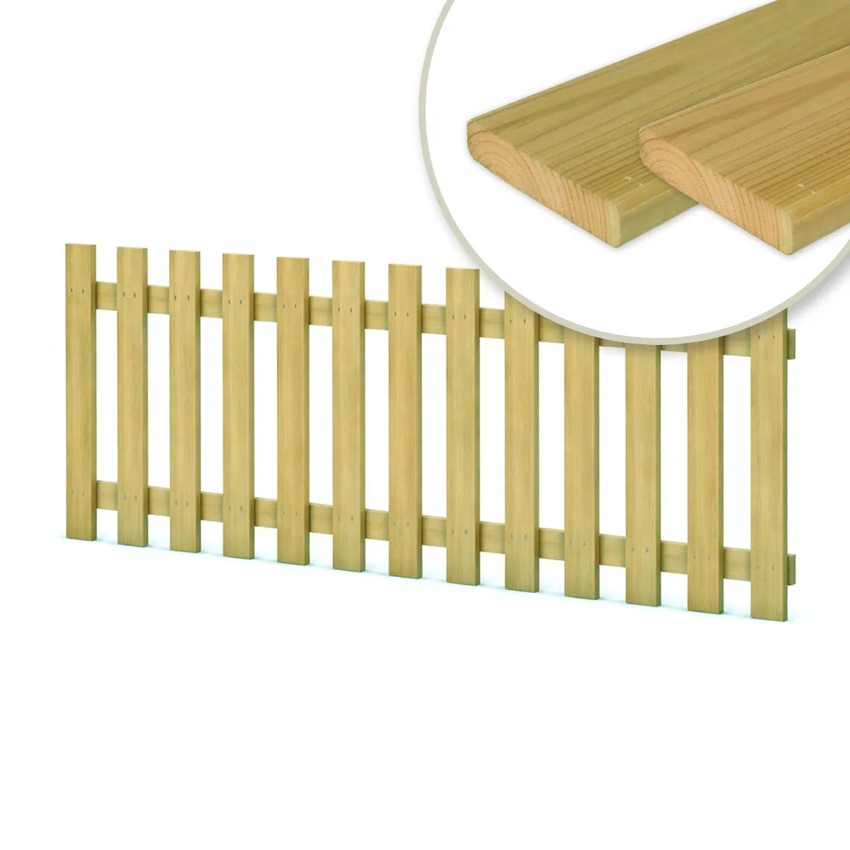 Holzpaket für Gartenzaun Lattenzaun inkl. Schrauben 180 cm breit Kiefer imprägniert Typ F 100 cm hoch