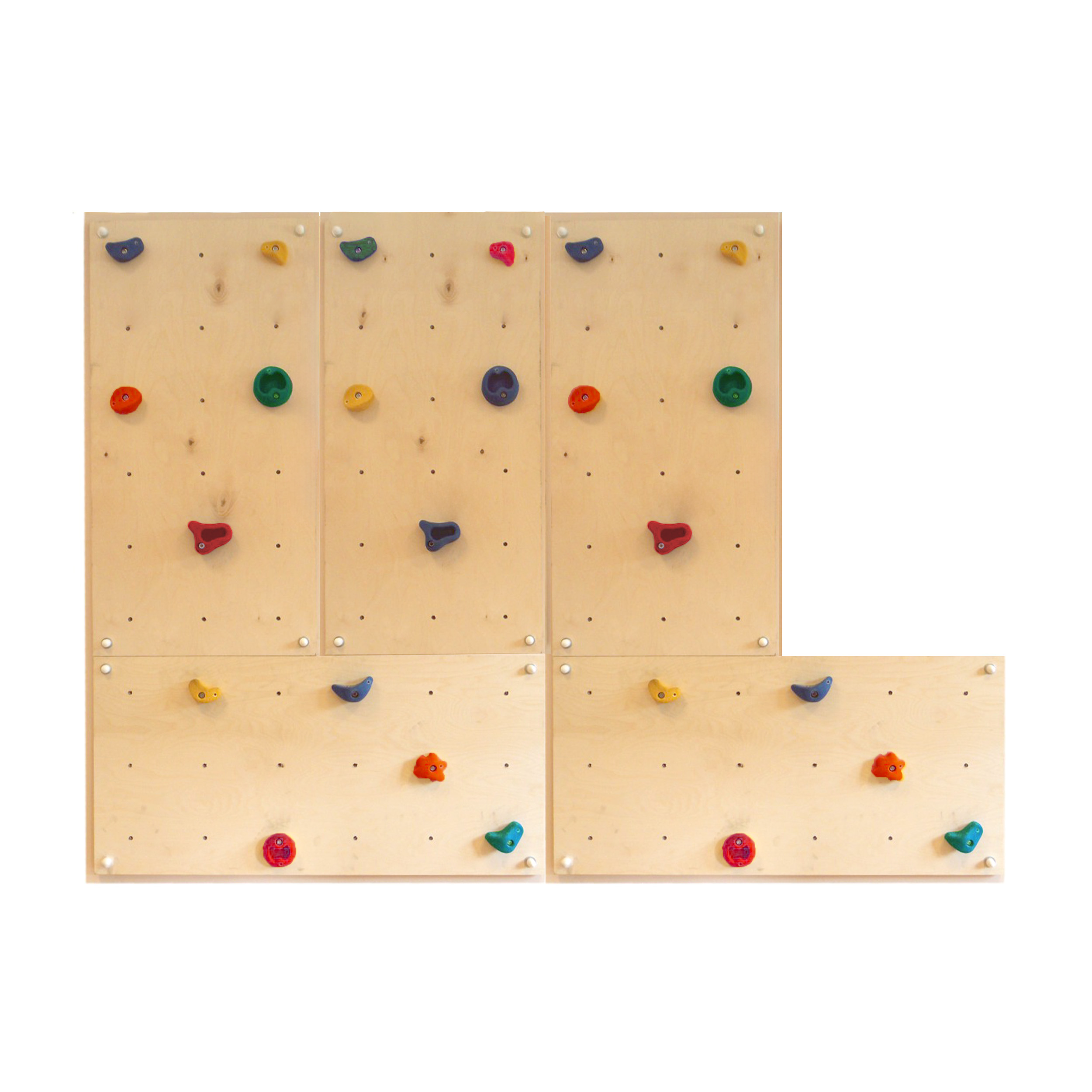 Kletterwand Indoor mit bunten Klettersteinen und Montagematerial für Kinder und Erwachsene