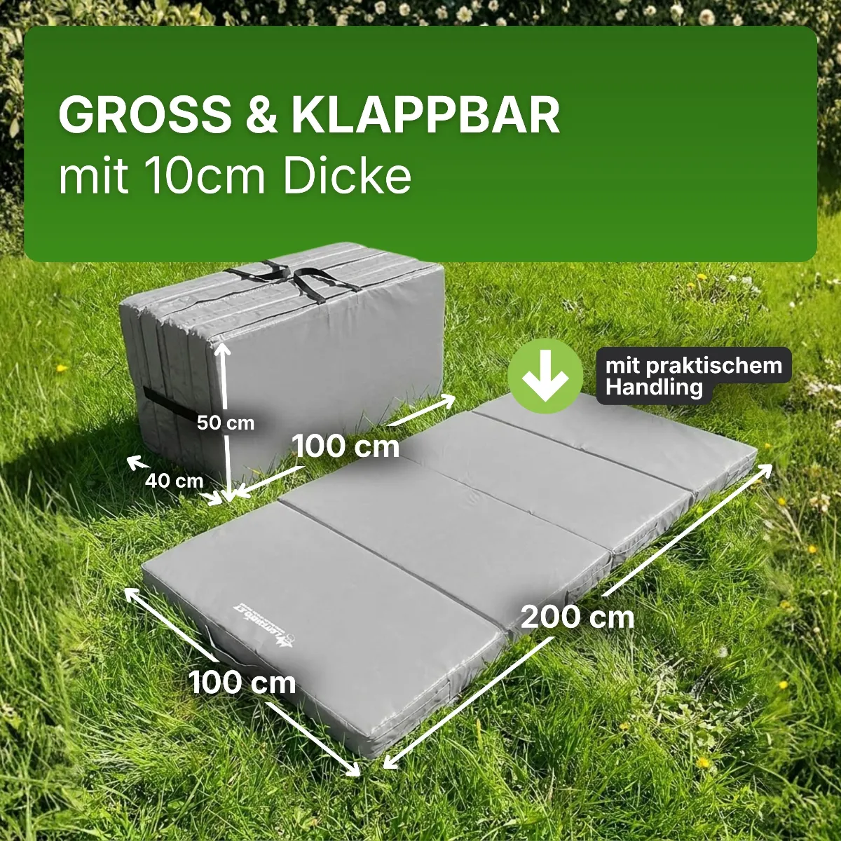 Universal Bodenmatte 4-teilig 200x100x10 cm Bouldermatte Weichbodenmatte klappbar