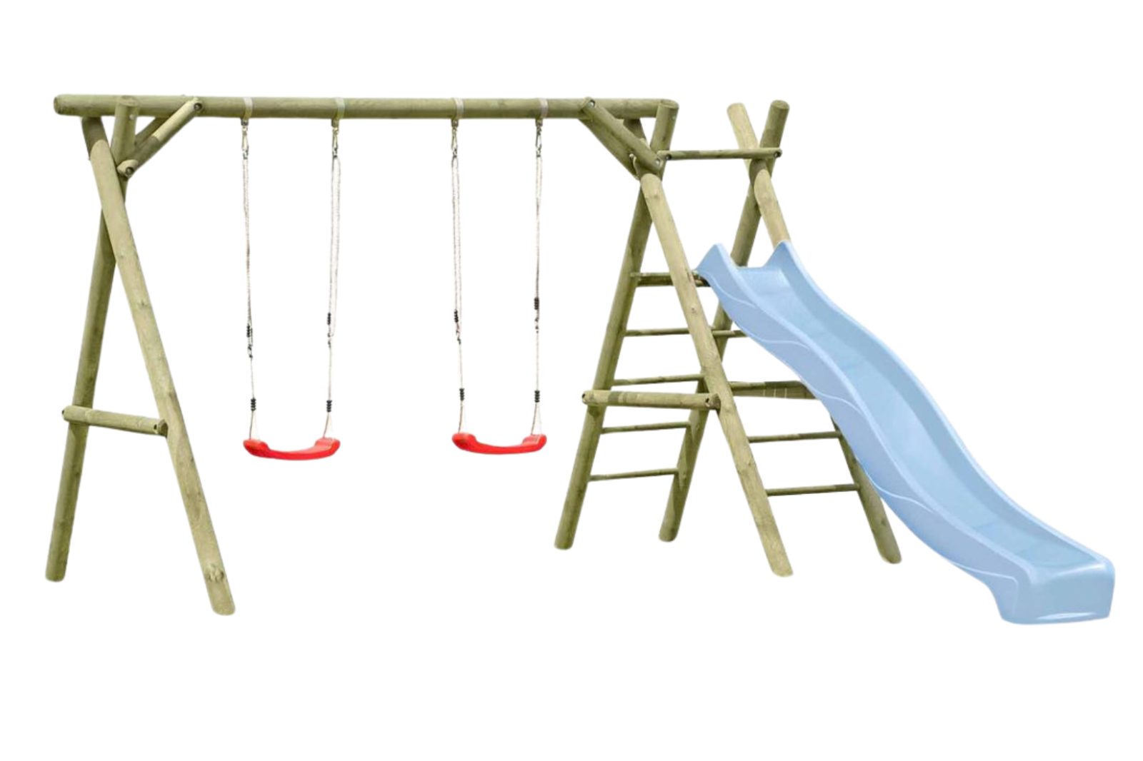 Schaukelgerüst Classic Modell 4.2 aus Holz mit Rutsche, Doppelschaukel und Leiter mit Podest