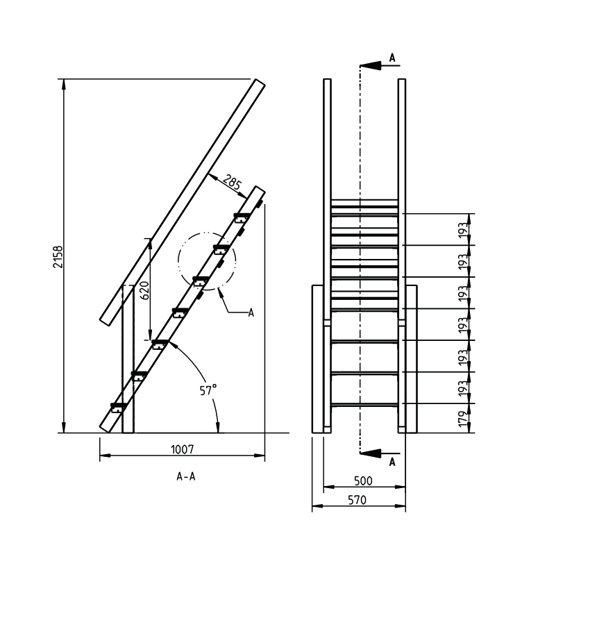 Treppe mit Handlauf Lärche natur, Podest 150 cm, für kleine Kinder 