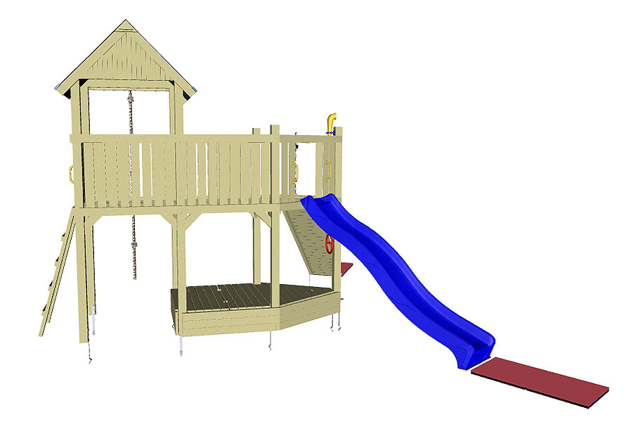 Spielturm Admiral als Schiff mit Rutsche und Klettersteg