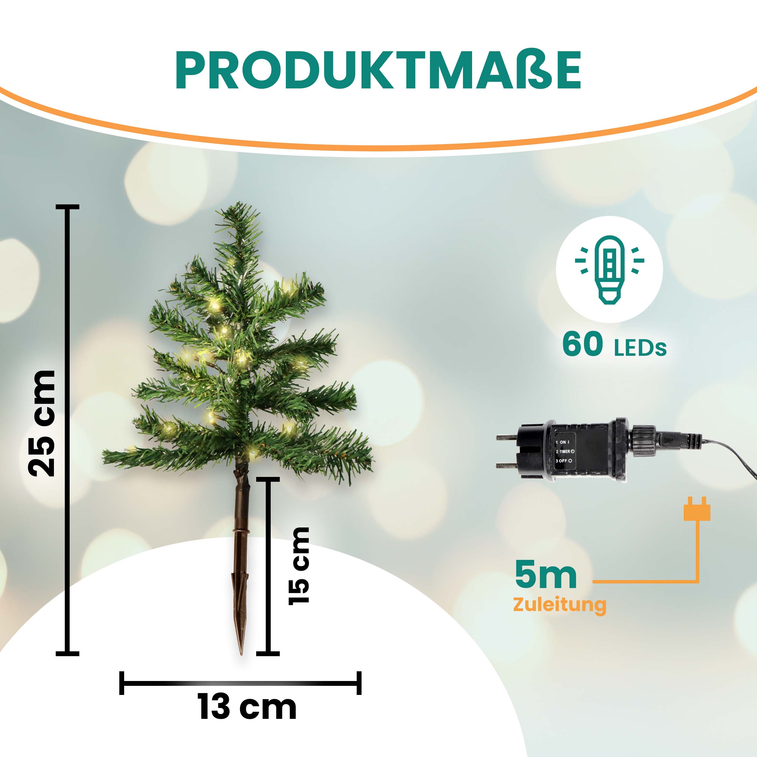 Tanne 5er Set mit LED warmweiß Lichterkette Weihnachtsbäumen Mini-Tannen Weihnachtsdekoration