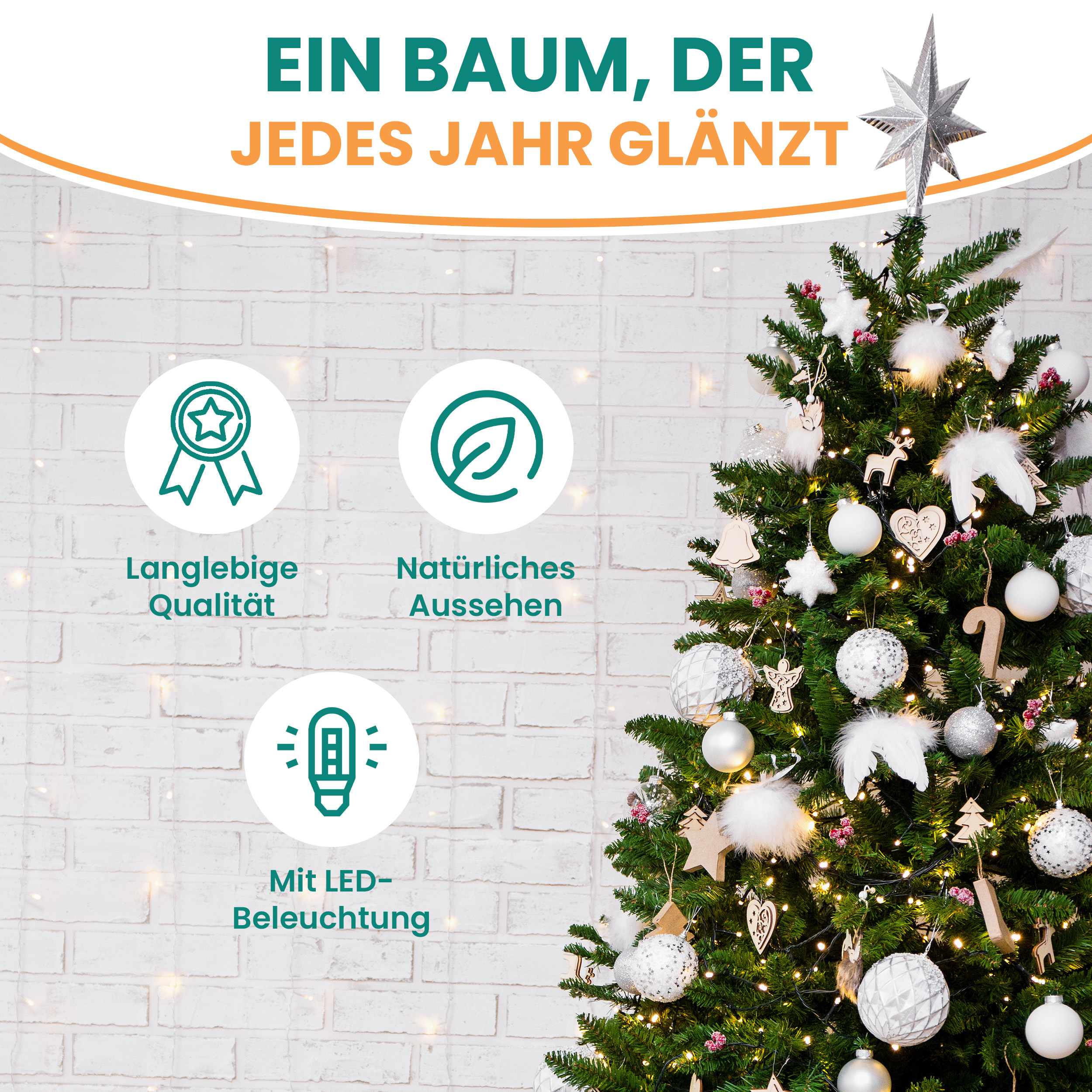BonTree Tanne künstlicher Weihnachtsbaum mit LED Christbaum Komfort Set