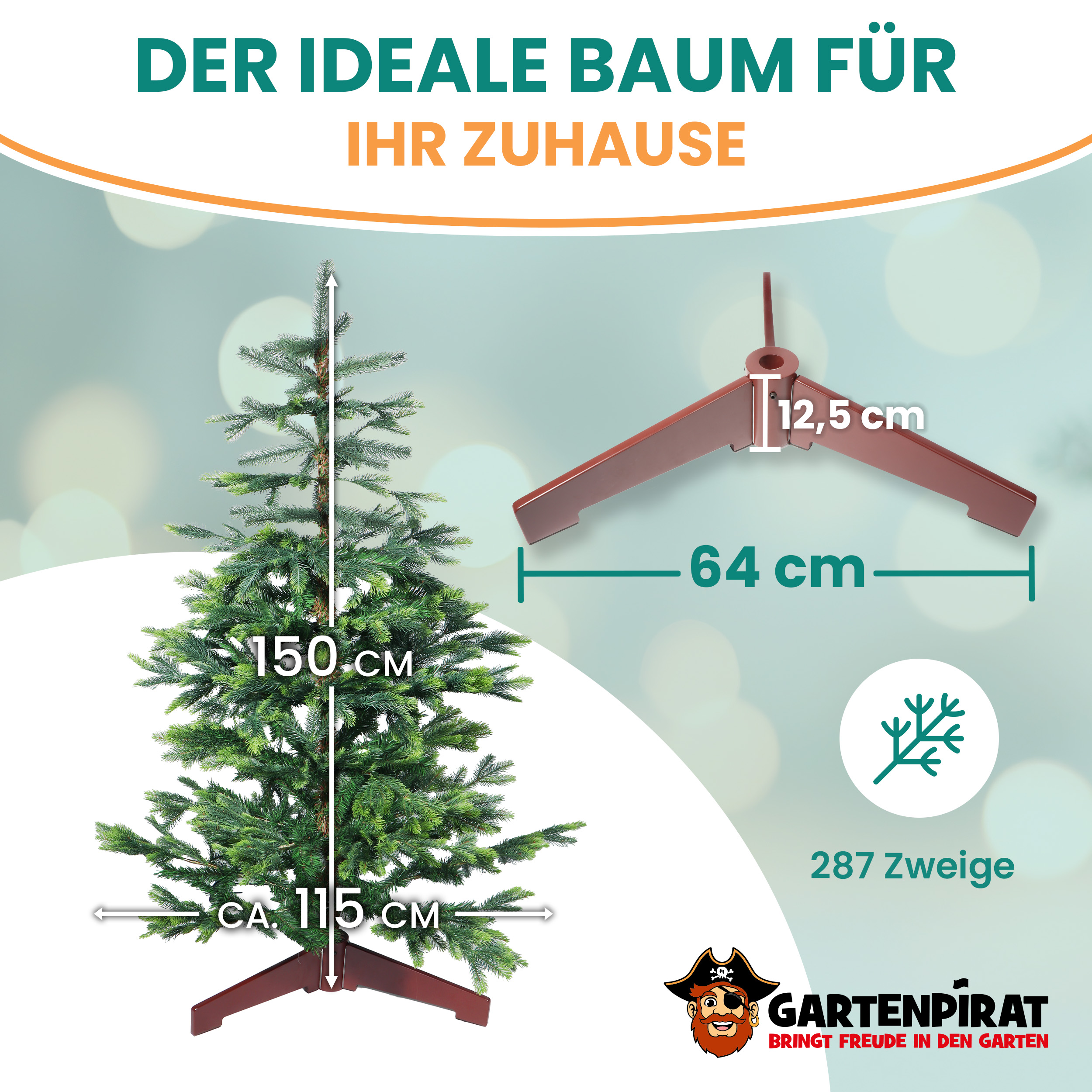 BonTree Fichte künstlicher Weihnachtsbaum ohne LED Christbaum Komfort Set