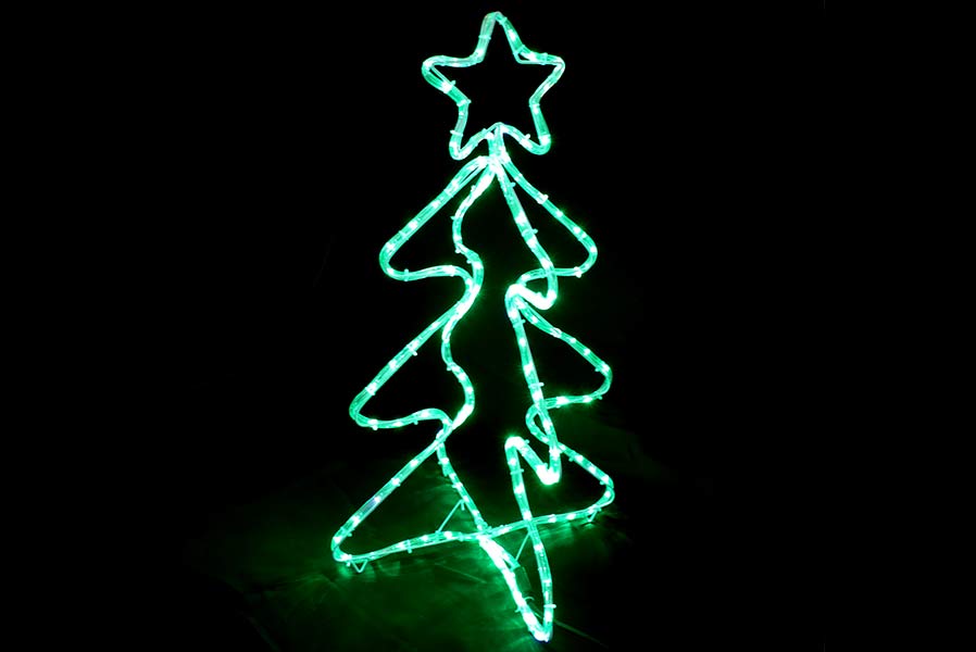 B-Ware 2er Set 3D-Figur Tanne 80 cm aus 7 m Lichtschlauch mit 168 LEDs und Flash-Effekt Weihnachtsfigur