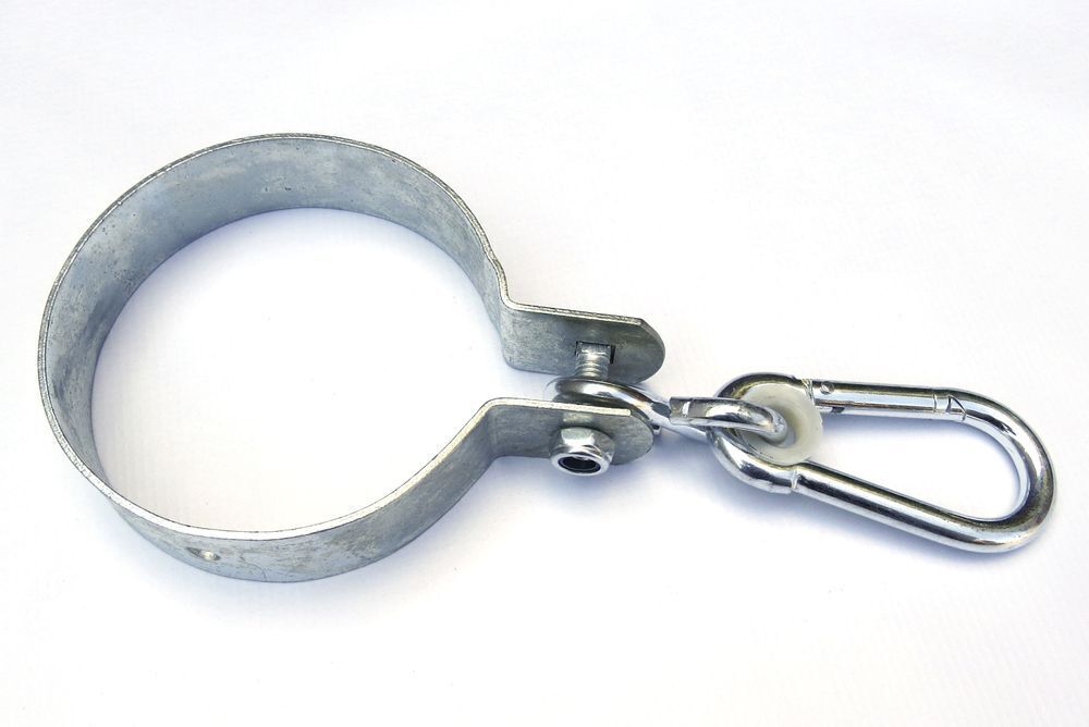 Schaukelhaken für Rundholz mit Karabinerhaken Schaukelschelle rund Manschettenhaken