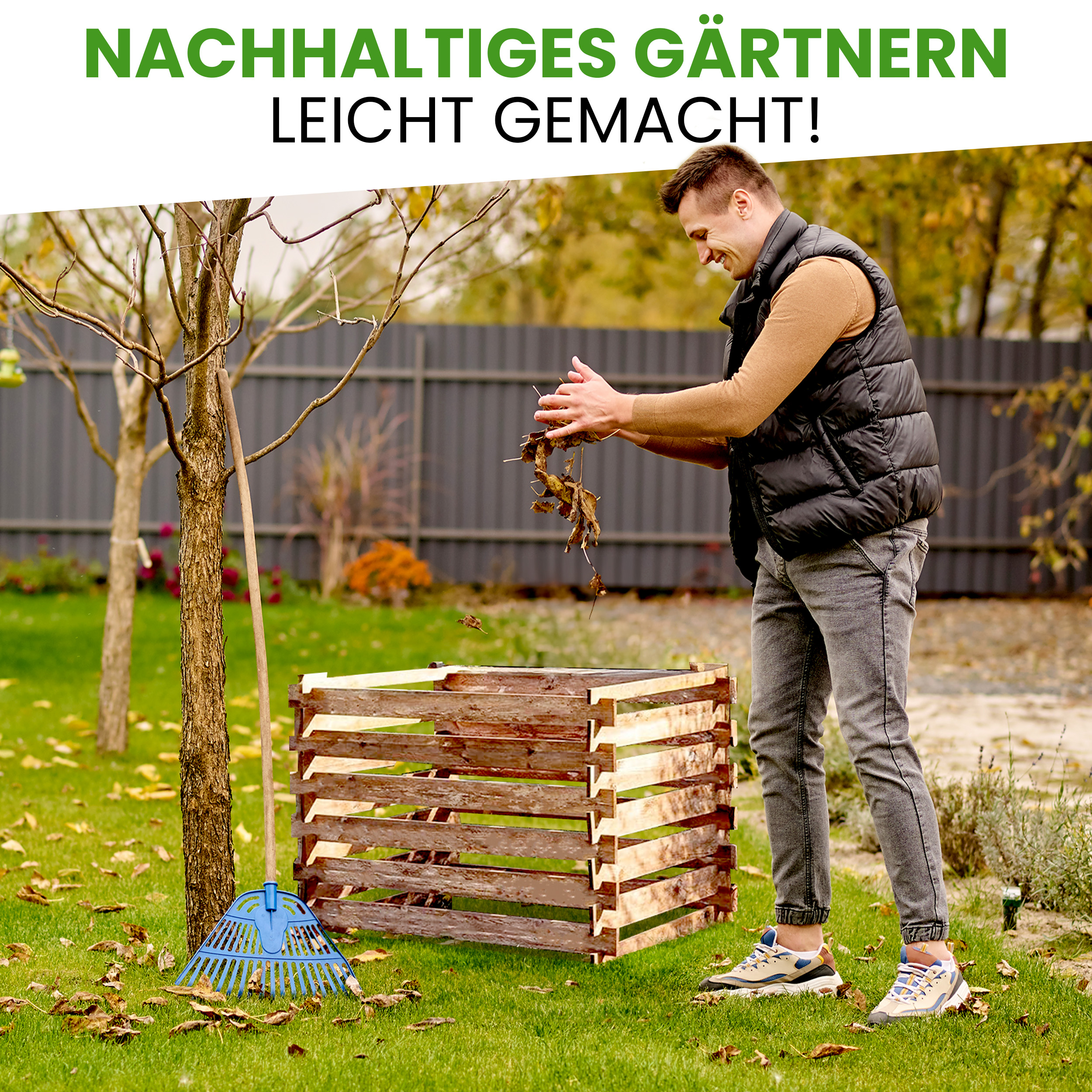 Holzkomposter 120x120xH70 cm Kiefer imprägniert mit Stecksystem Kompostsilo Steckkomposter