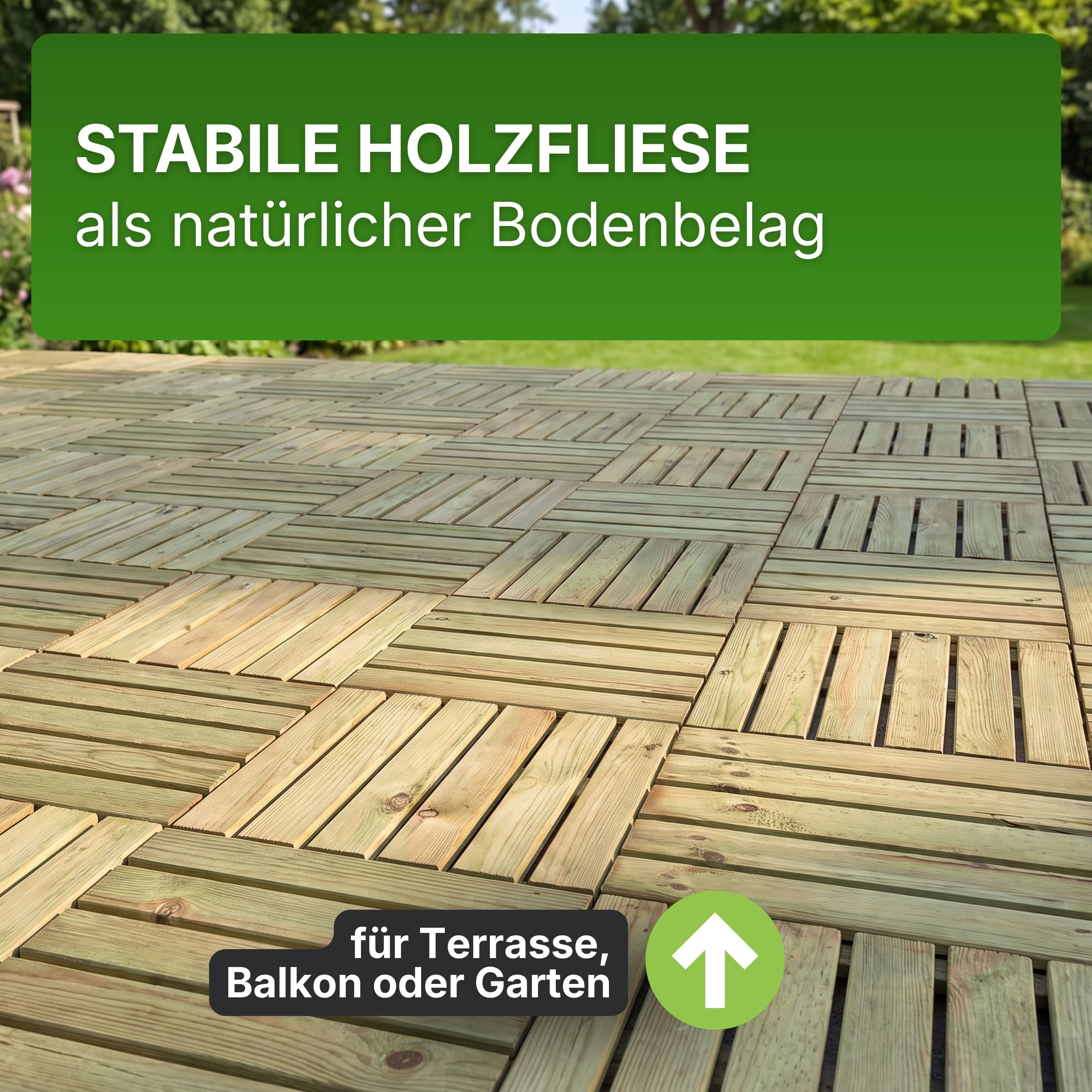 Holzfliese grün imprägniert 50x50 cm Fliese Bodenfliese Terrassenfliese
