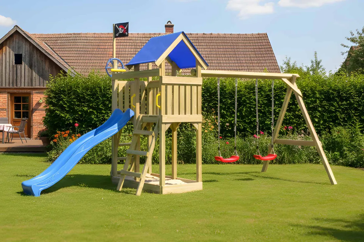 Spielturm Georg Fun mit Doppelschaukel und Podest