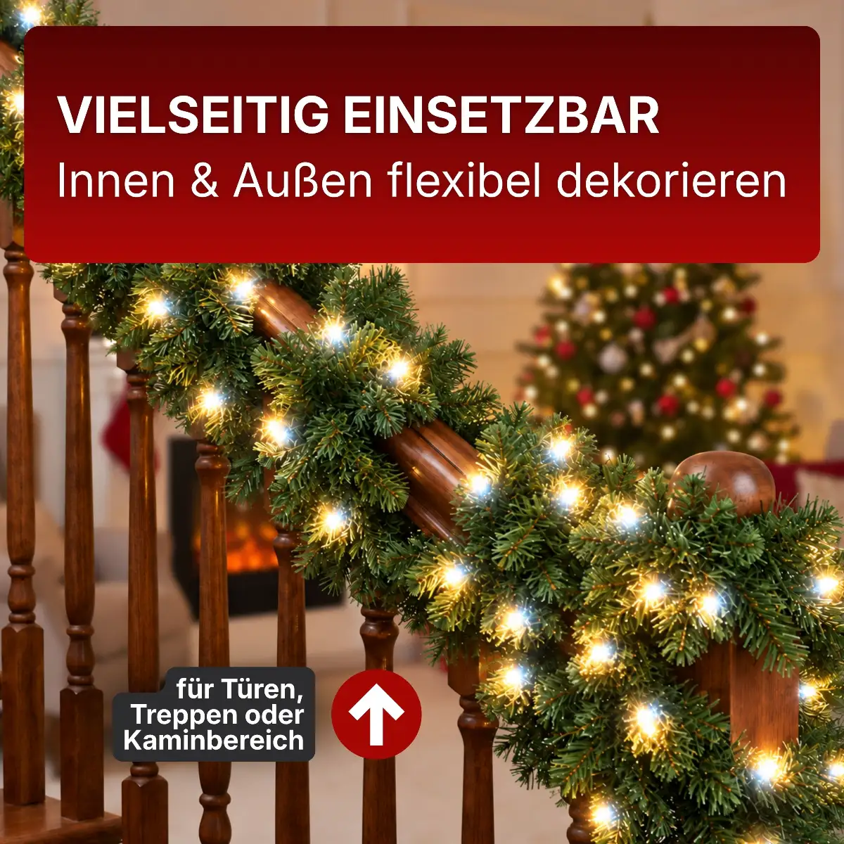 Künstliche Tannengirlande für Türen, Treppen & Kaminbereich