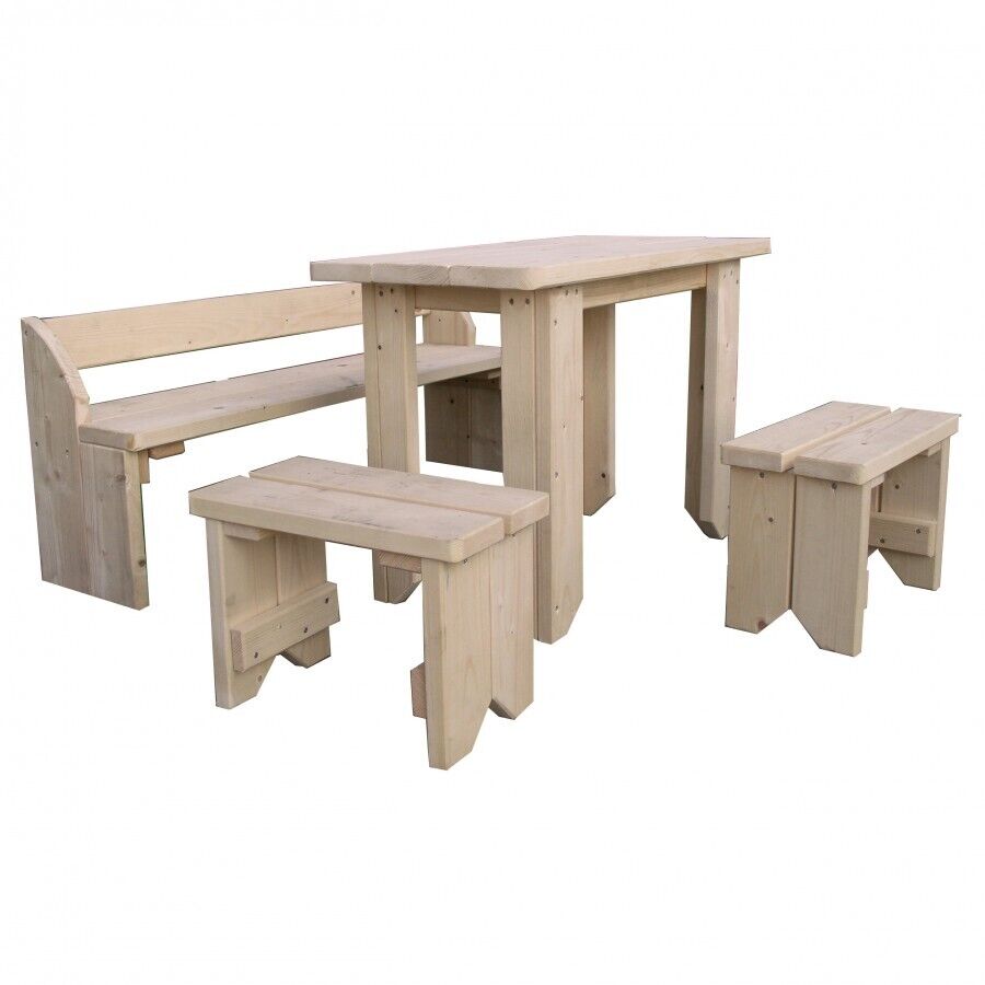 Sitzgruppe aus Holz für Kinder mit Tisch und Bank für den Garten Spielhaus