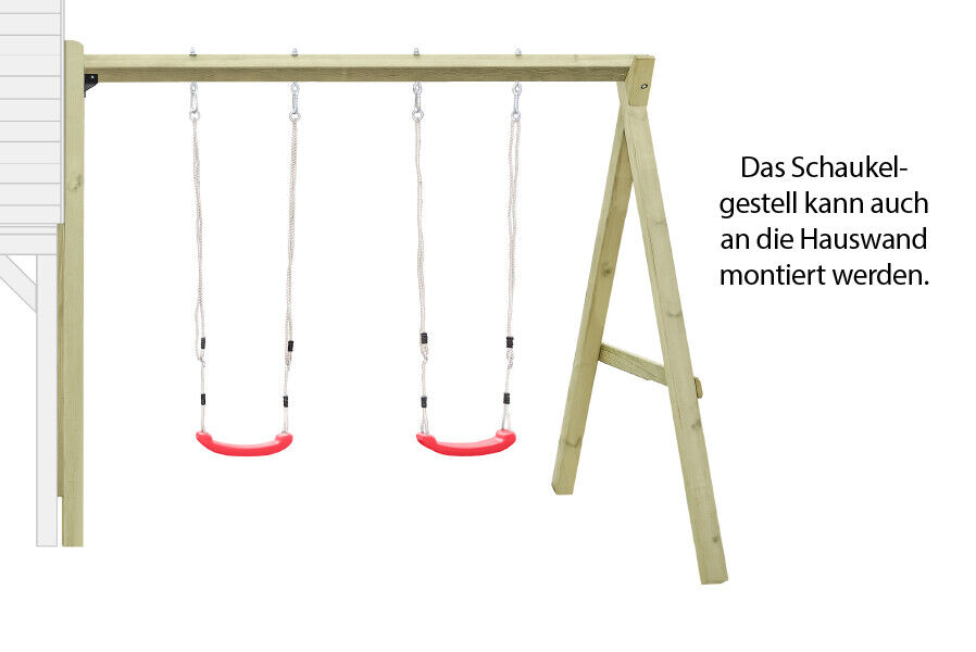 Anbauschaukel Duo 240x190 cm aus Kiefernholz KDI Anbau für Doppelschaukel
