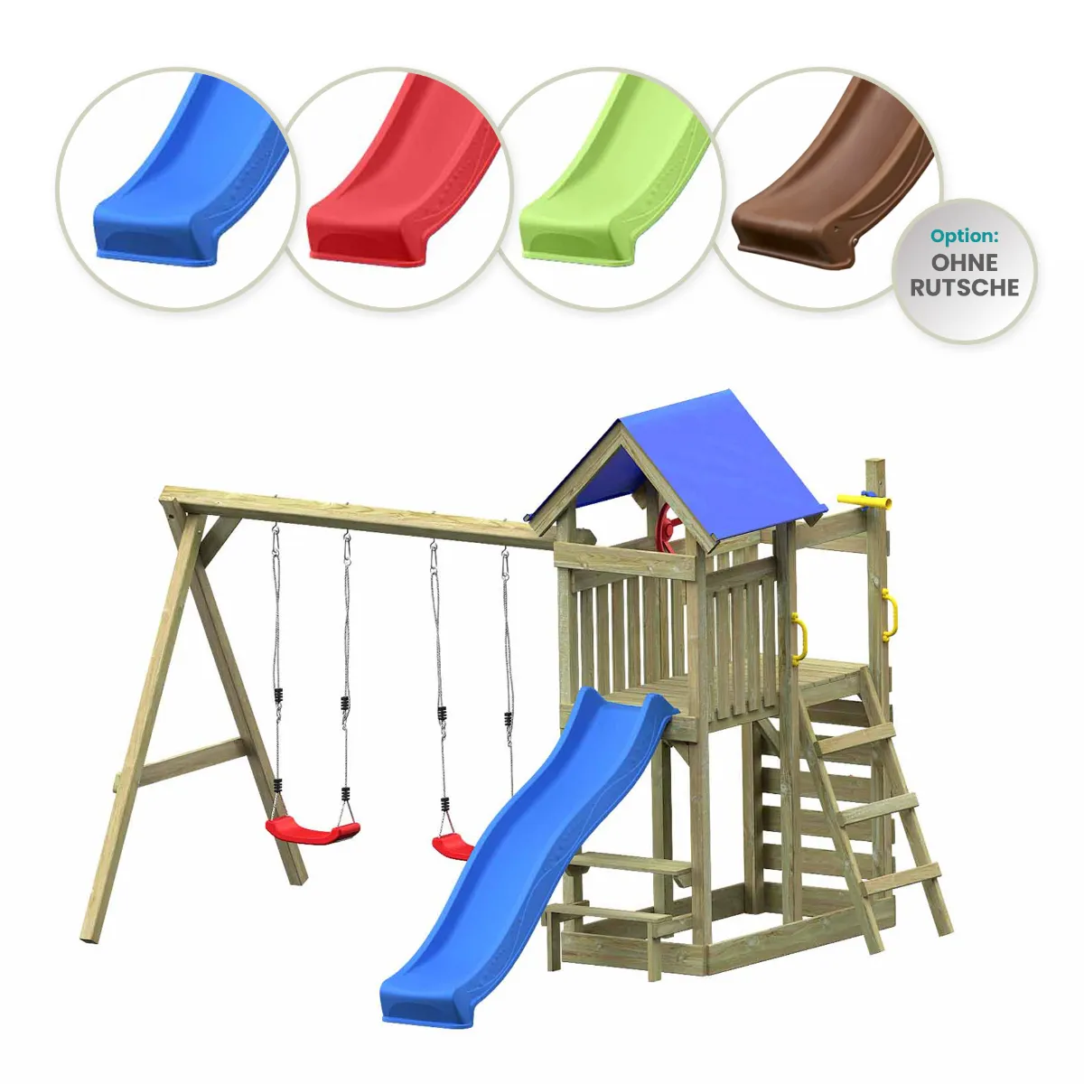 Spielturm Lucia Abenteuer mit Doppelschaukel und Kletterwand